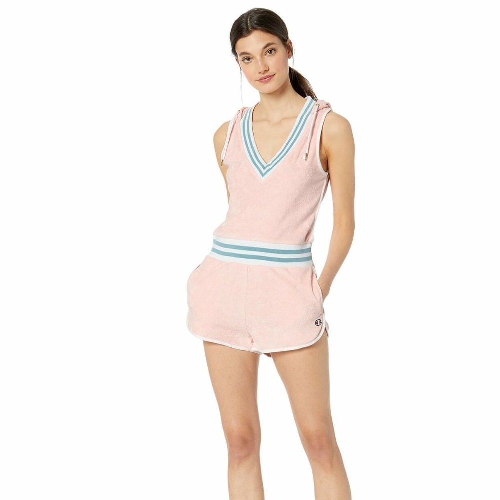 Champion Terry Cloth Romper Pink  sz Large - Picture 4 of 5